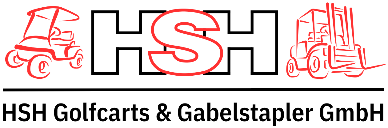 Logo von HSH Golfcarts & Gabelstapler GmbH mit stilisierten Fahrzeugen